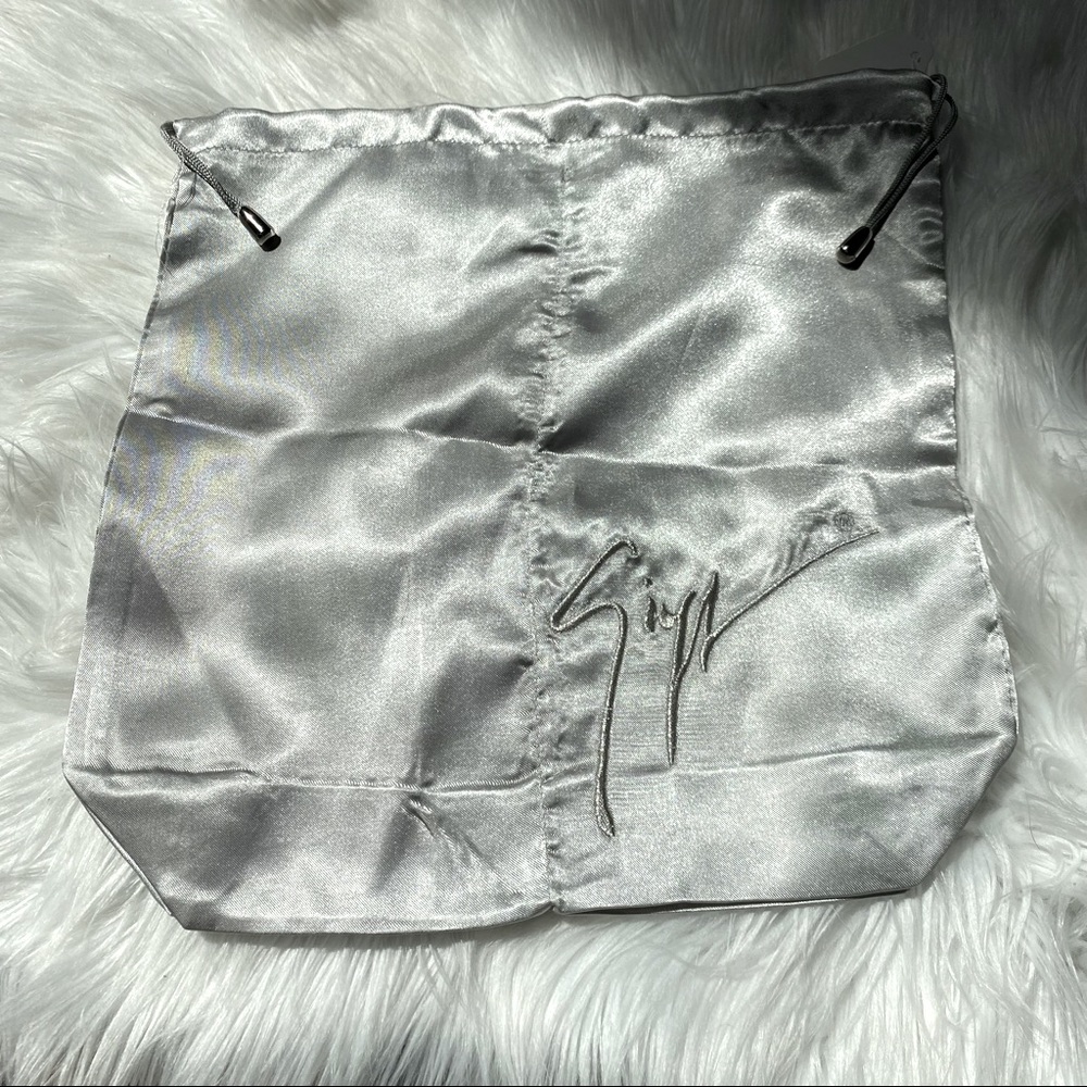 GIUSEPPE ZANOTTI Luxury Designer Silky Silver Drawstring Dust Bag for shoes